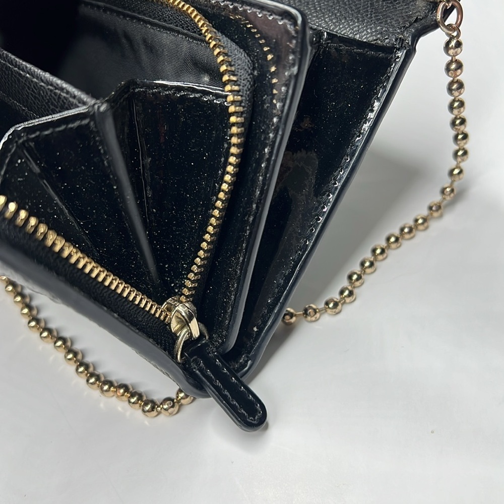 Coach Riley Black Patent Leather Full Logo Crossbody Wallet on a Chain Bag - Picture 11 of 13